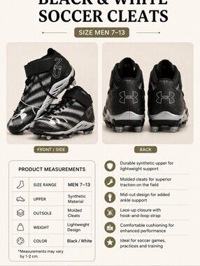 Under Armour Black and White Athletic Shoes